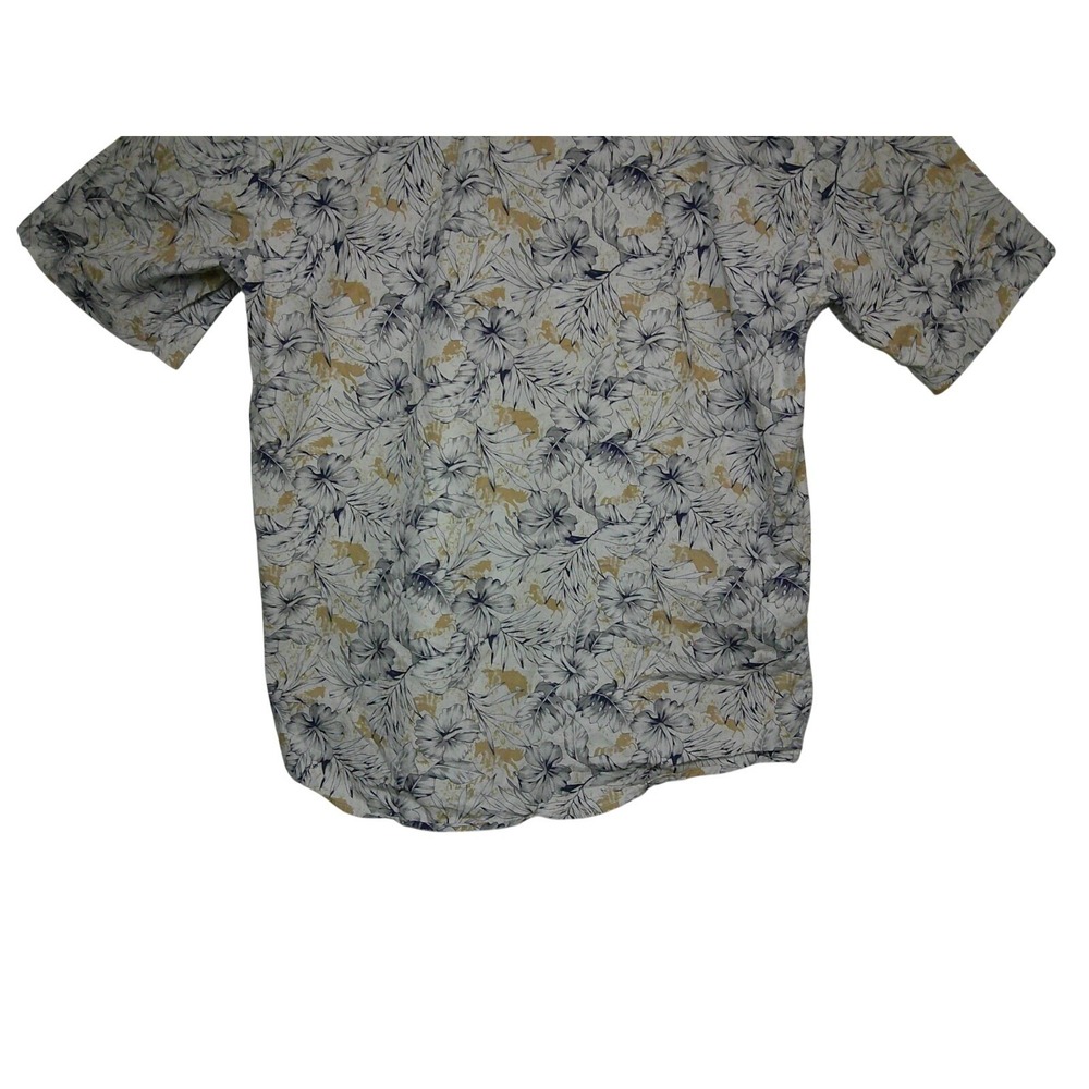 Roper Pearl Snap Shirt Mens‎ Medium Cream Blue Floral Hibiscus Western Rodeo - Picture 10 of 11